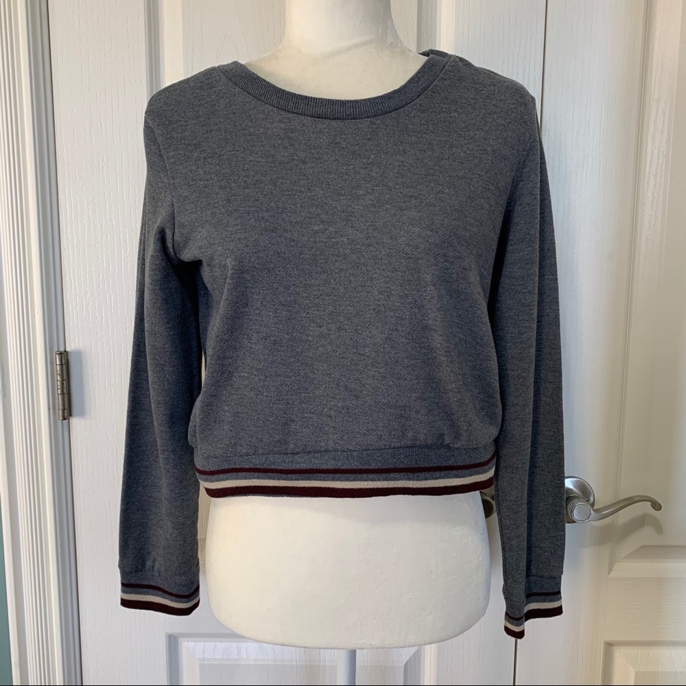 Charlotte Russe Crop Jersey Long Sleeve Top Small